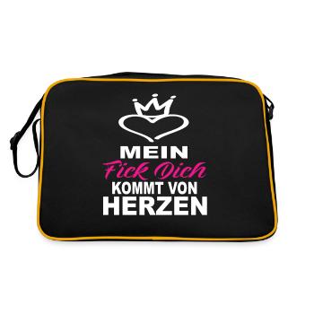 Mein Fick Dich Kommt Von Herzen - Fick Dich - Retro Tasche - Schwarz/Gold - Hinten