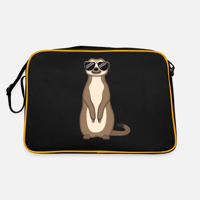 Erdmännchen Lustig Geschenk Damen Herren Kinder - Retro Tasche - Schwarz/Gold