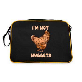 Huhn Tierschutz - Retro Tasche - Schwarz/Gold - Hinten