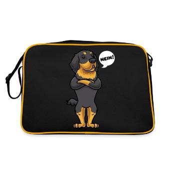 Sturer Hovawart Hund lustig Hundefan - Retro Tasche - Schwarz/Gold - Hinten