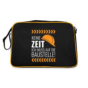 Baustelle - Retro Tasche - Schwarz/Gold - Hinten