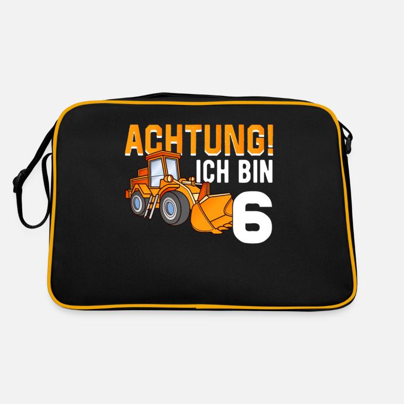 6. Geburtstag Achtung Ich Bin 6 Bagger Baustelle Retro Tasche
