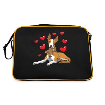 Podenco Dog With Cuddly Toy - Retro Bag - black/gold - Back