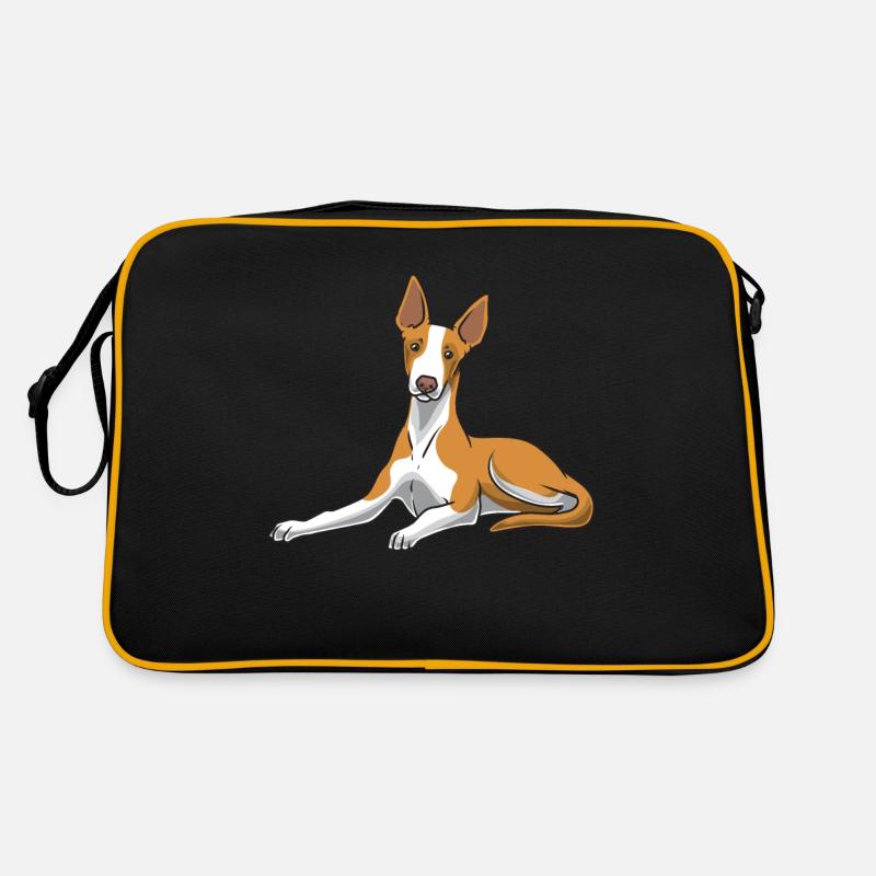 Podenco Hund - Retro Tasche - Schwarz/Gold