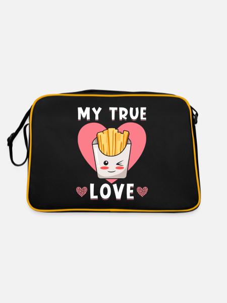 French fries kawaii french fries food love - Retro Bag - black/gold - Back
