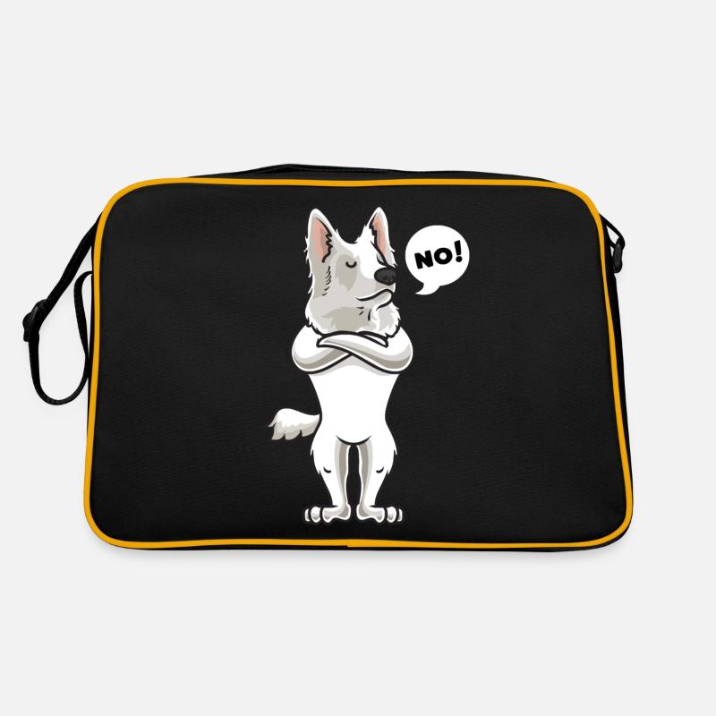 Stubborn White Swiss Shepherd Gift - Retro Bag - black/gold