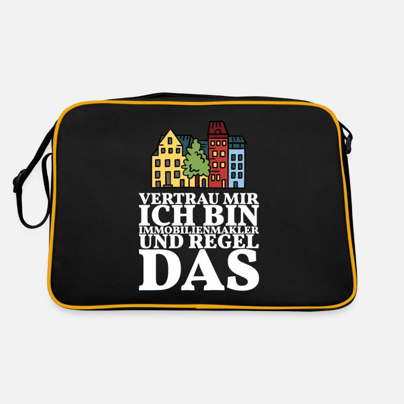 Der Immobilienmakler regelt das Retro Tasche