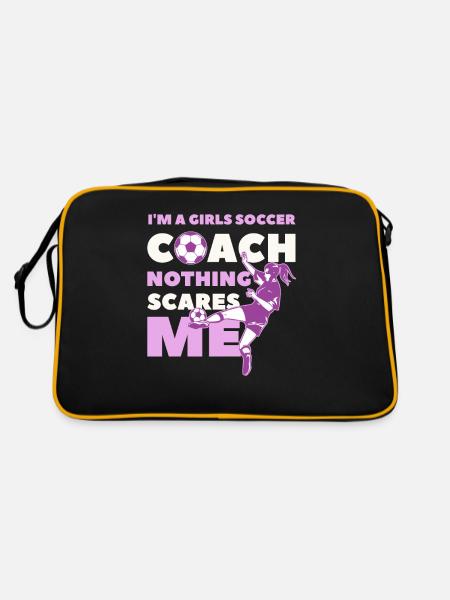 Fußball Mädchen Spieler und lustige Pun Sprüche Ge - Retro Tasche - Schwarz/Gold - Hinten