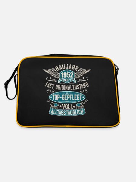 Baujahr 1952 70. Geburtstag Jahrgang 52 Oldtimer - Retro Tasche - Schwarz/Gold - Hinten