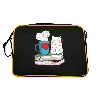 Mignon chat et café livre de littérature lire - Sac Retro - noir/or - Dos
