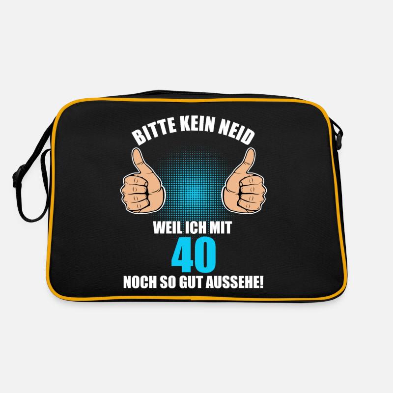 Bitte Kein Neid 40. Geburtstag 40 Jahre - Retro Tasche - Schwarz/Gold