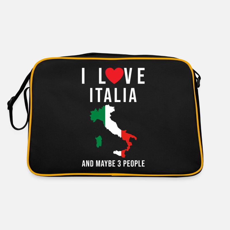 J'aime le drapeau italien de l'Italie - Sac Retro - noir/or