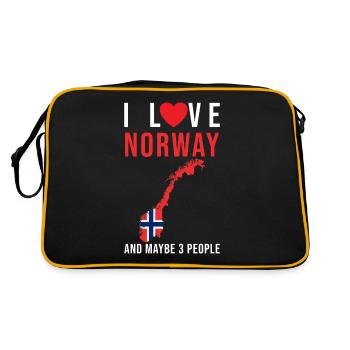 Norwegen Ich liebe Norwegen - Retro Tasche - Schwarz/Gold - Hinten