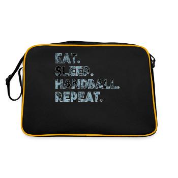 Essen Sie Schlaf Handball wiederholen - Retro Tasche - Schwarz/Gold - Hinten