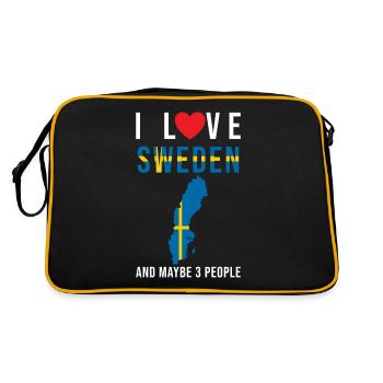 Schweden Ich liebe Schweden - Retro Tasche - Schwarz/Gold - Hinten