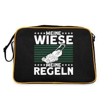 Wiese Rasen Rasenmäher - Retro Tasche - Schwarz/Gold - Hinten
