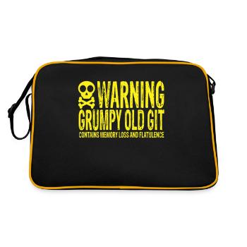 Warning Grumpy Old Git - Sac Retro - noir/or - Dos