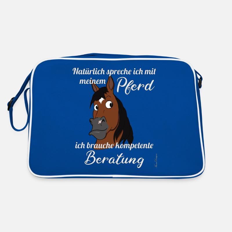 Lustiger Pferde Spruch mit Comic Pony Kopf süßes Retro Tasche