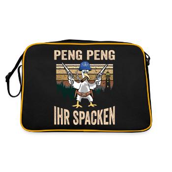 Moinsen Moin Peng Peng ihr Spacken Moin Möwe Digga - Retro Tasche - Schwarz/Gold - Hinten