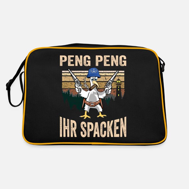 Moinsen Moin Peng Peng ihr Spacken Moin Möwe Digga Retro Tasche