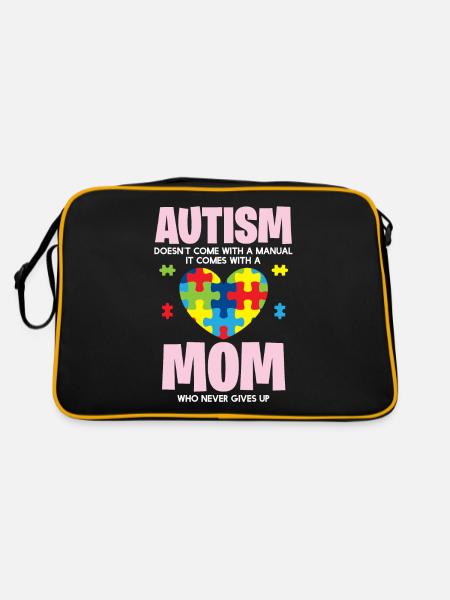 Autisme - Maman Est Fier - Sac Retro - noir/or - Dos