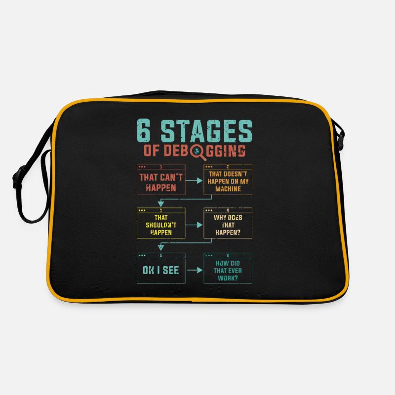 Programming 6 Stages of debugging Retro Bag