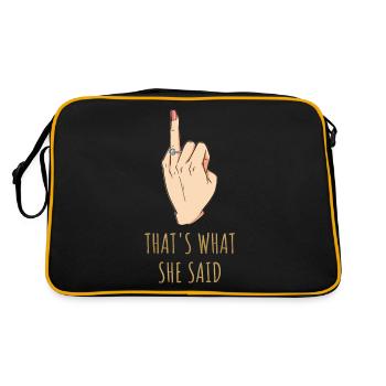 What She Said Junggesellinnenabschied Geschenk - Retro Tasche - Schwarz/Gold - Hinten