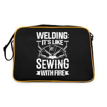 Welder Welding Is Like Sewing With Fire Metal Work - Retro Bag - black/gold - Back
