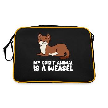 Lustige Wiesel-Liebhaber Mein Geist Tier ist ein - Retro Tasche - Schwarz/Gold - Hinten