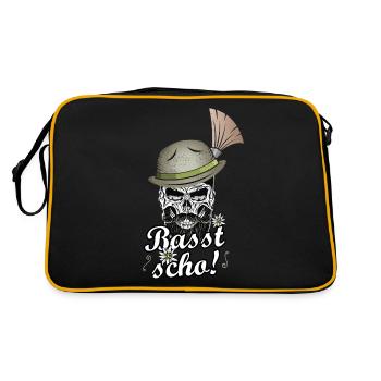 Basst scho Bayern Grantler Bua Bayrischer Dialekt - Retro Tasche - Schwarz/Gold - Hinten