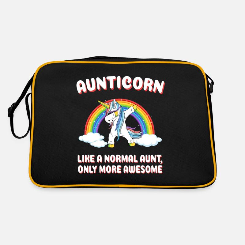 Aunticorn wie eine Tante Nur Ehrfürchtiger - Retro Tasche - Schwarz/Gold