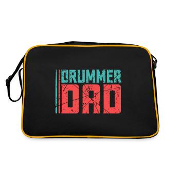 Schlagzeugspieler Schlagzeug Papa - Retro Tasche - Schwarz/Gold - Hinten