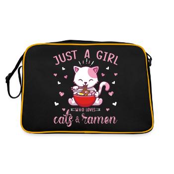 Juste une fille Qui aimes Anime Ramen and Cats Kawaii - Sac Retro - noir/or - Dos