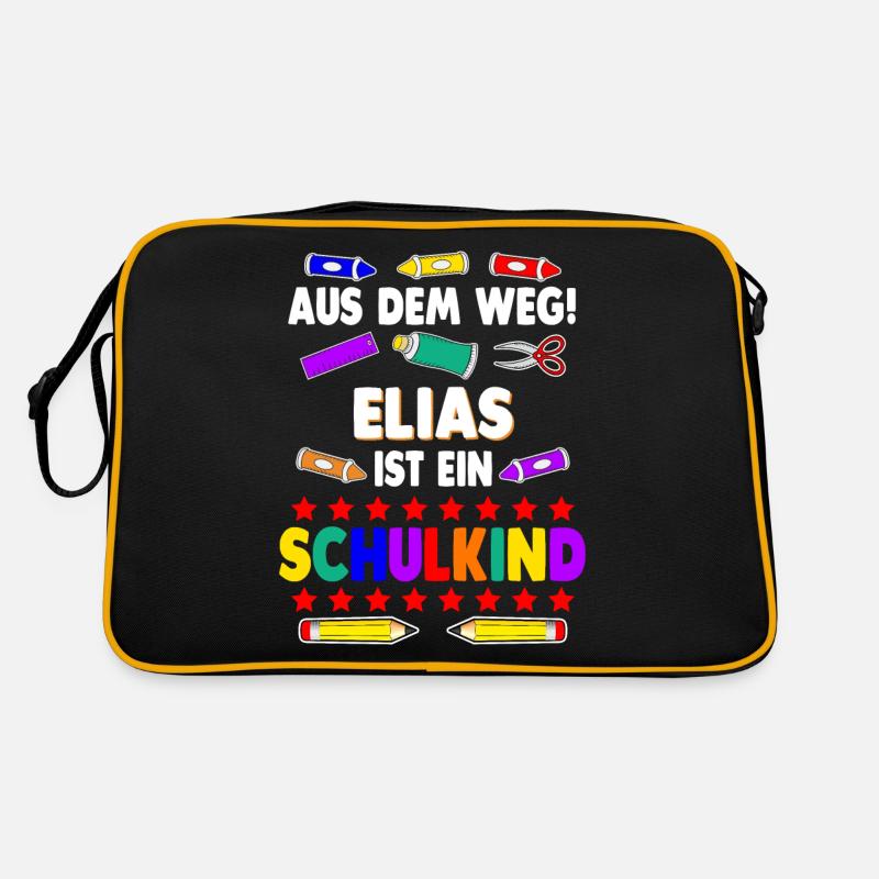 Schulkind Schüler Elias Einschulung Schule Retro Tasche