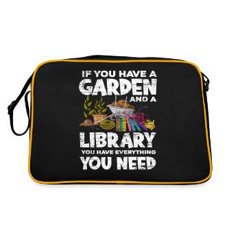 Garten Gartenarbeit Bücher Lesen Geschenk - Retro Tasche - Schwarz/Gold - Hinten