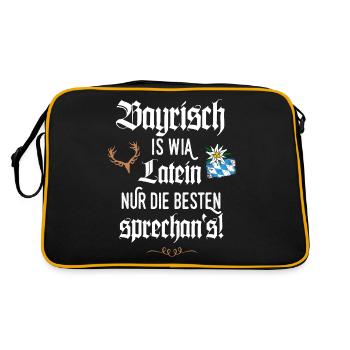 Bayrischer Dialekt Bayrisch is wia Latein Bayern - Retro Tasche - Schwarz/Gold - Hinten