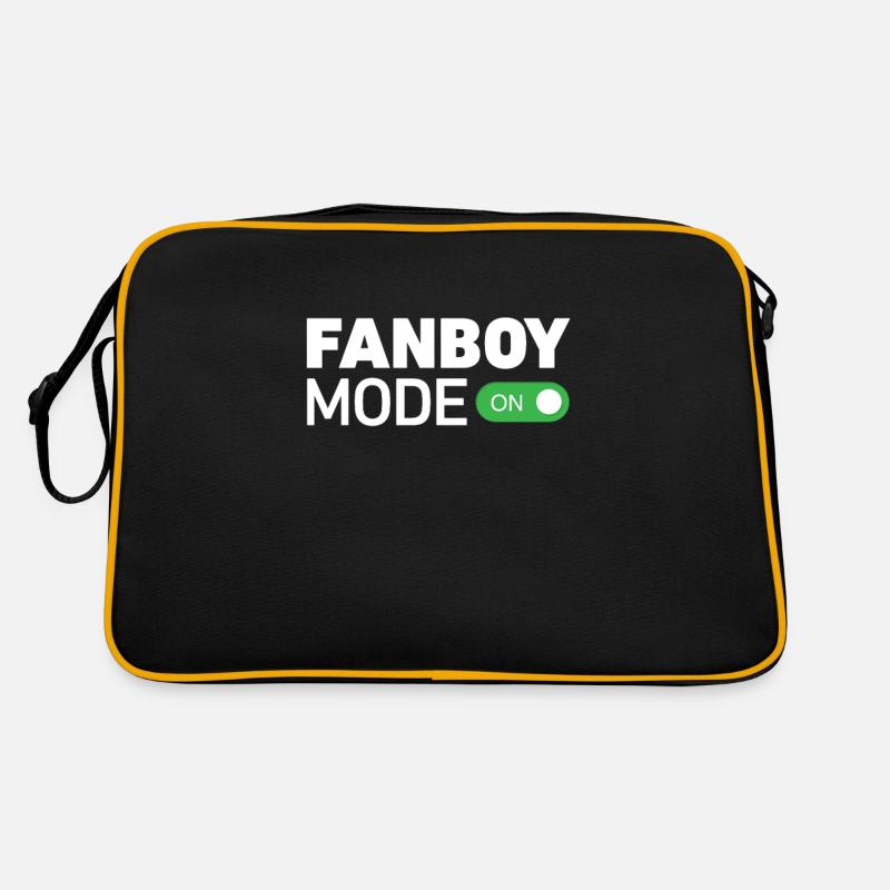 Fanboy-Modus ein - Geek - Retro Tasche - Schwarz/Gold