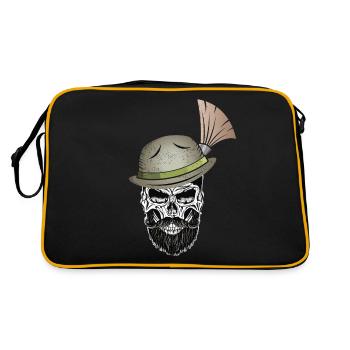 Bayern Totenkopf bayrischer Bua Hut Tracht Lausbua - Retro Tasche - Schwarz/Gold - Hinten