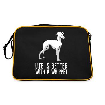 Das Leben ist besser mit Whippets - Retro Tasche - Schwarz/Gold - Hinten