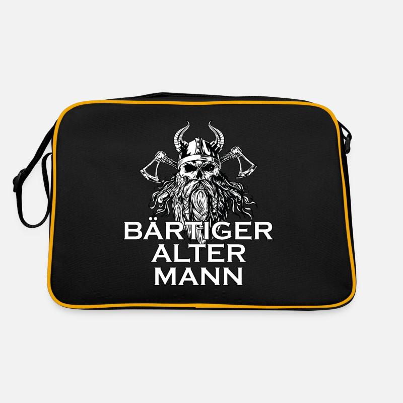 Wikinger Mann Bart Spruch Geschenkidee Retro Tasche