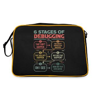 Programmierer Debugging 6 stages of debugging - Retro Tasche - Schwarz/Gold - Hinten