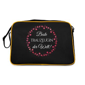 Beste Trauzeugin der Welt - Retro Tasche - Schwarz/Gold - Hinten