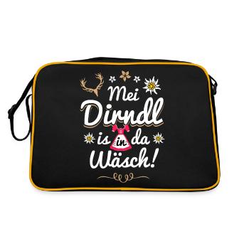 Mei Dirndl is in da Wäsch - Retro Tasche - Schwarz/Gold - Hinten