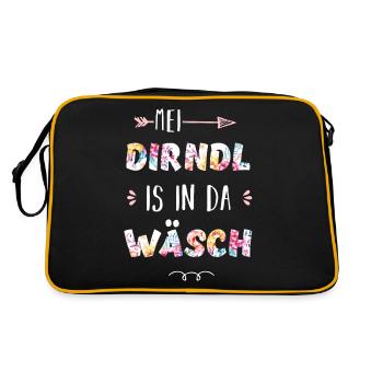 Mei Dirndl is in da Wäsch - Retro Tasche - Schwarz/Gold - Hinten