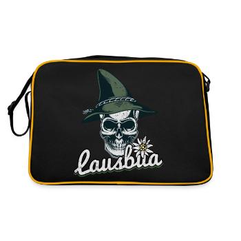 Lausbua Bayrischer Bua Bayern Urig Totenkopf cool - Retro Tasche - Schwarz/Gold - Hinten