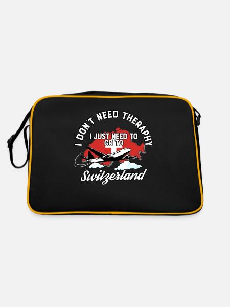 Switzerland flag I Swiss Souvenirs - Retro Tasche - Schwarz/Gold - Hinten