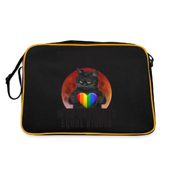 LGBT Cat Mom Support Equal Rights - Retro Tasche - Schwarz/Gold - Hinten