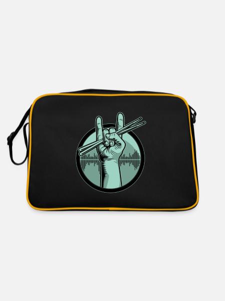 Schlagzeug Drumsticks - Retro Tasche - Schwarz/Gold - Hinten