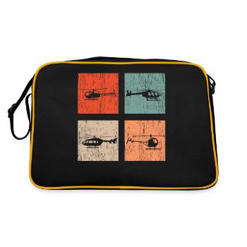 Helicopter Vintage - Retro Tasche - Schwarz/Gold - Hinten