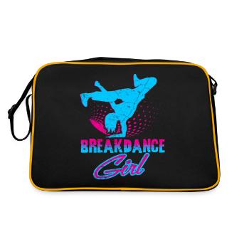 Breakdance Mädchen Tänzerin - Retro Tasche - Schwarz/Gold - Hinten